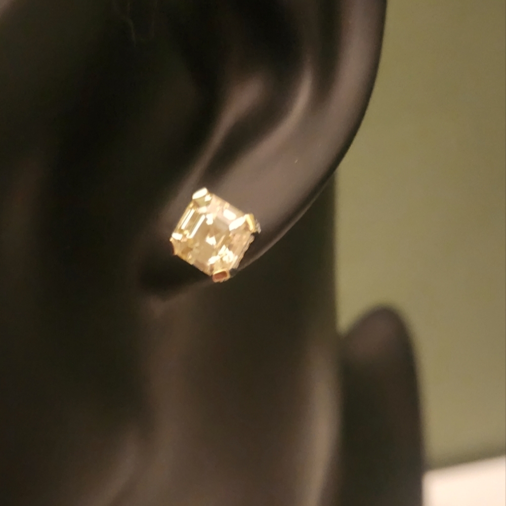 Rhodium Over Sterling Silver & Eterno (TM) Ylw B Luce Canary/Wht Dia Simulants